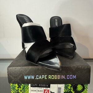 Cape Robbin Black and Silver Mules